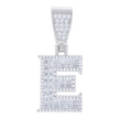 925 Sterling Silver Unisex Baguette Round Cubic-Zirconia Initial Alphabet E Charm Pendant