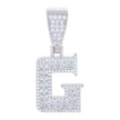 925 Sterling Silver Unisex Baguette Round Cubic-Zirconia Initial Alphabet G Charm Pendant