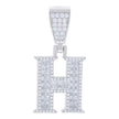 925 Sterling Silver Unisex Baguette Round Cubic-Zirconia Initial Alphabet H Charm Pendant