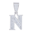 925 Sterling Silver Unisex Baguette Round Cubic-Zirconia Initial Alphabet N Charm Pendant