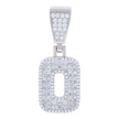 925 Sterling Silver Unisex Baguette Round Cubic-Zirconia Initial Alphabet O Charm Pendant