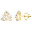 925 Sterling Silver Yellow-tone Womens Baguette Round Cubic-Zirconia Fashion Stud Earrings 