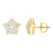 925 Sterling Silver Yellow-tone Womens Baguette Round Cubic-Zirconia Star Stud Earrings
