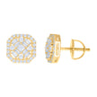 925 Sterling Silver Yellow-tone Womens Baguette Round Cubic-Zirconia Fashion Stud Earrings 