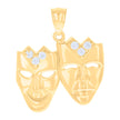 10kt Yellow Gold Cubic-Zirconia Mens Comedy Tragedy Masks Charm Pendant