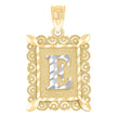 10kt Two-Tone Gold Unisex Diamond-Cut Initial E Charm Pendant