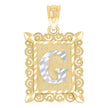 10kt Two-Tone Gold Unisex Diamond-Cut Initial G Charm Pendant