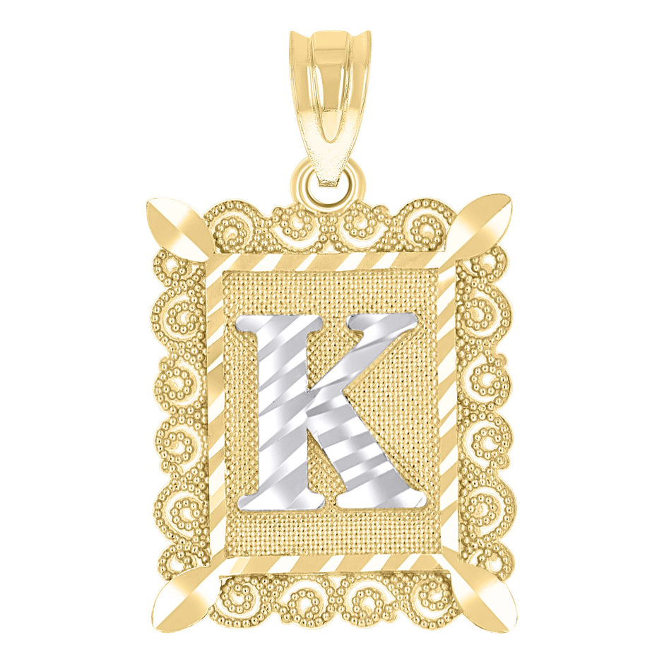 10Kt Gold Initial Letter "K" Pendant