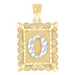 10kt Two-Tone Gold Unisex Diamond-Cut Initial O Charm Pendant