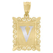 10kt Two-Tone Gold Unisex Diamond-Cut Initial U Charm Pendant