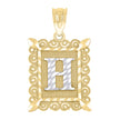10kt Two-Tone Gold Unisex Diamond-Cut Initial H Charm Pendant