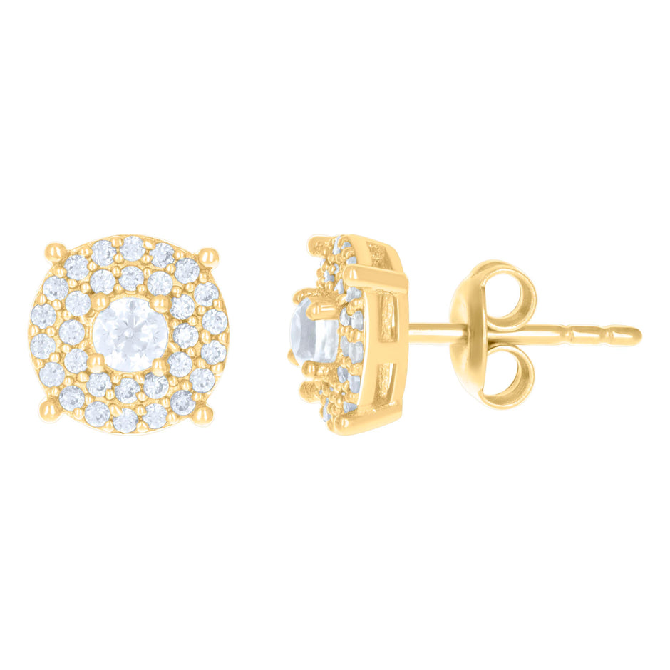 10kt Yellow Gold Womens Cubic-Zirconia Fashion Stud Earrings