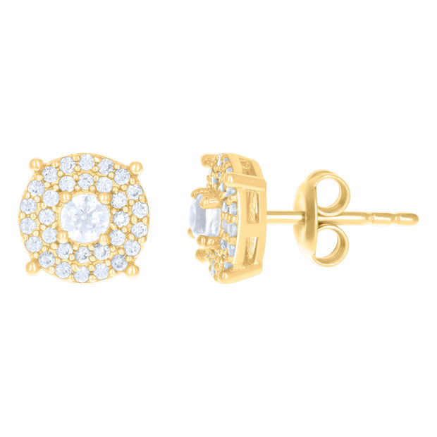 10kt Yellow Gold Womens Cubic-Zirconia Fashion Stud Earrings