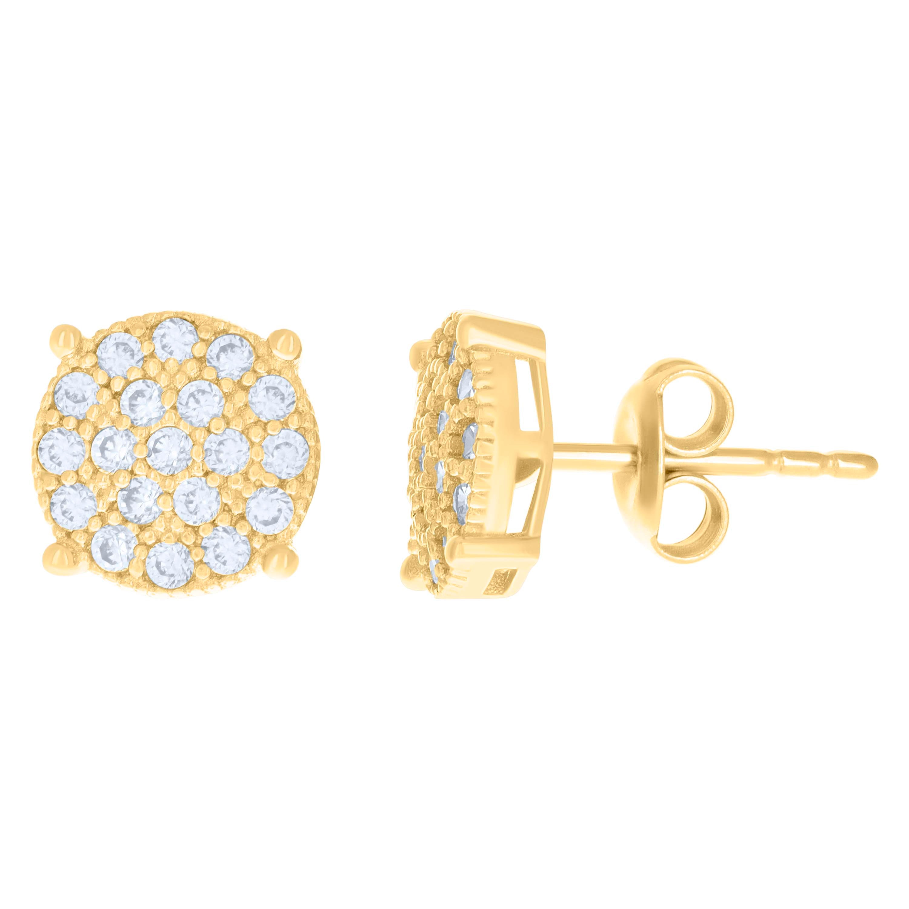 10kt Yellow Gold Womens Cubic-Zirconia Fashion Stud Earrings