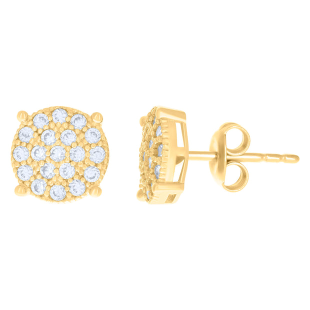 10kt Yellow Gold Womens Cubic-Zirconia Fashion Stud Earrings