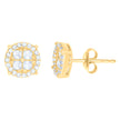 10kt Yellow Gold Womens Princess-Cut Round Cubic-Zirconia Fashion Stud Earrings 