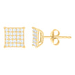 10kt Yellow Gold Womens Cubic-Zirconia Square Fashion Stud Earrings