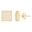 10kt Yellow Gold Womens Cubic-Zirconia Square Stud Earrings 