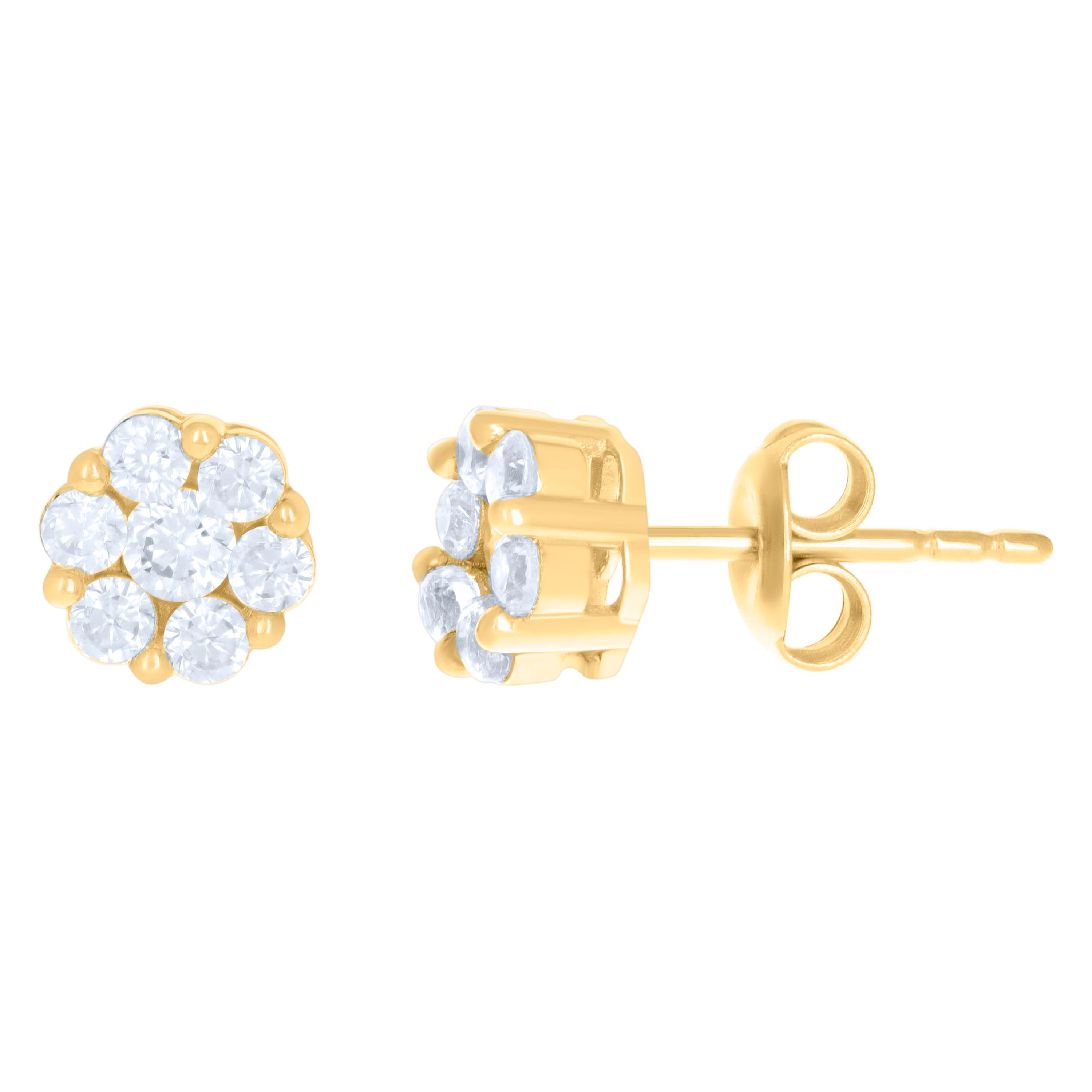 10kt Yellow Gold Womens Cubic-Zirconia Flower Fashion Stud Earrings