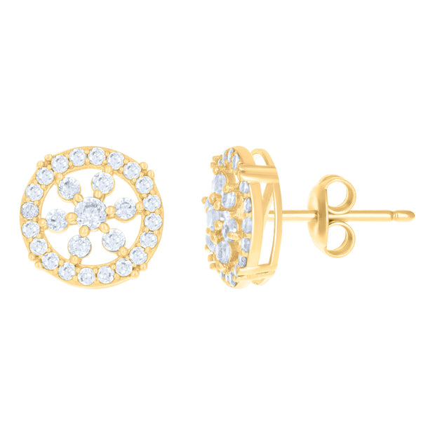 10kt Yellow Gold Womens Cubic-Zirconia Fashion Stud Earrings