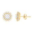 10kt Yellow Gold Womens Cubic-Zirconia Flower Stud Earrings 