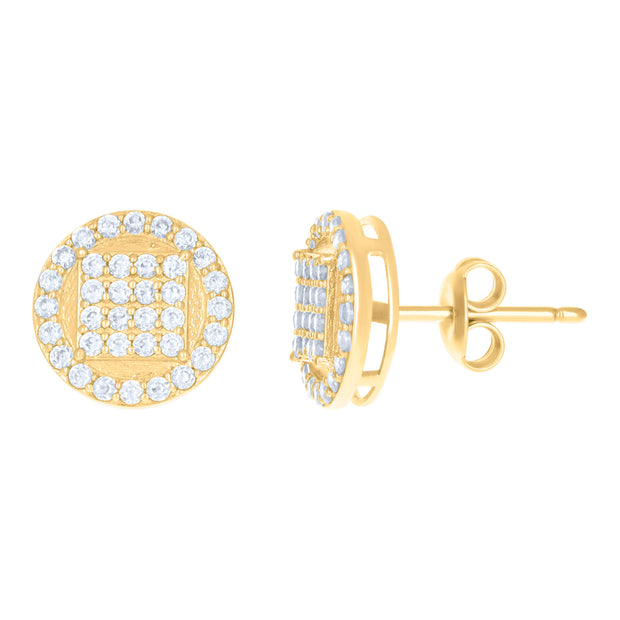 10kt Yellow Gold Womens Cubic-Zirconia Fashion Stud Earrings