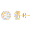 10kt Yellow Gold Womens Baguette Round Cubic-Zirconia Fashion Stud Earrings