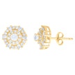 10kt Yellow Gold Womens Baguette Round Cubic-Zirconia Fashion Stud Earrings