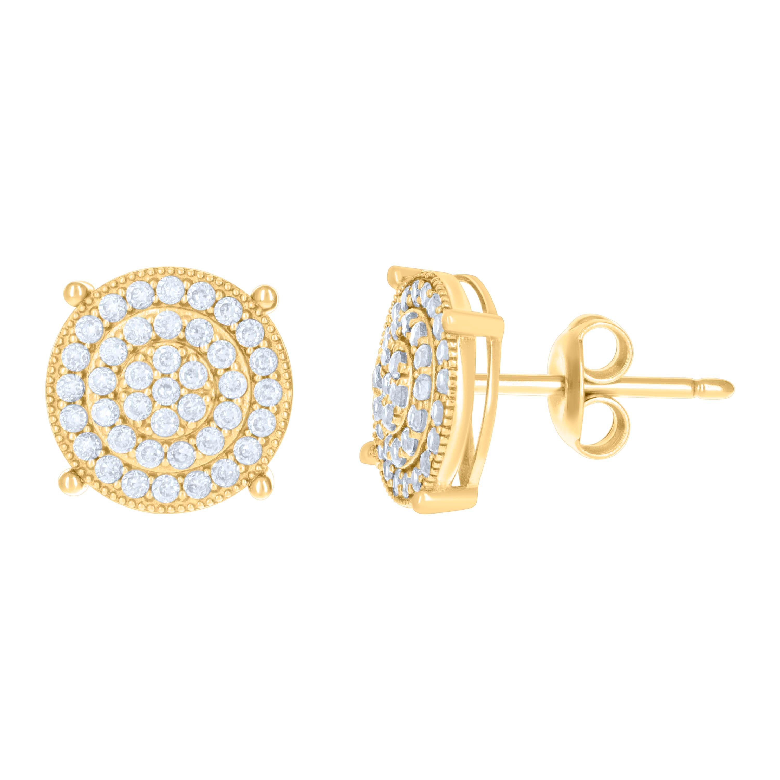 10kt Yellow Gold Womens Cubic-Zirconia Fashion Stud Earrings 