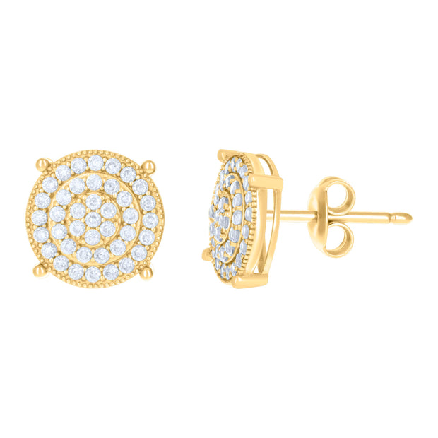 10kt Yellow Gold Womens Cubic-Zirconia Fashion Stud Earrings 