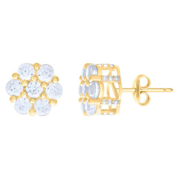 10kt Yellow Gold Womens Cubic-Zirconia Flower Fashion Stud Earrings