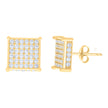 10kt Yellow Gold Womens Cubic-Zirconia Square Fashion Stud Earrings