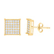 10kt Yellow Gold Womens Cubic-Zirconia Square Stud Earrings 