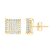 10kt Yellow Gold Womens Cubic-Zirconia Square Stud Earrings