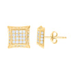 10kt Yellow Gold Womens Cubic-Zirconia Square Stud Earrings 