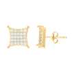 10kt Yellow Gold Womens Cubic-Zirconia Square Stud Earrings 