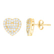 10kt Yellow Gold Womens Baguette Round Cubic-Zirconia Heart Stud Earrings