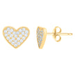 10kt Yellow Gold Womens Cubic-Zirconia Heart Stud Earrings 