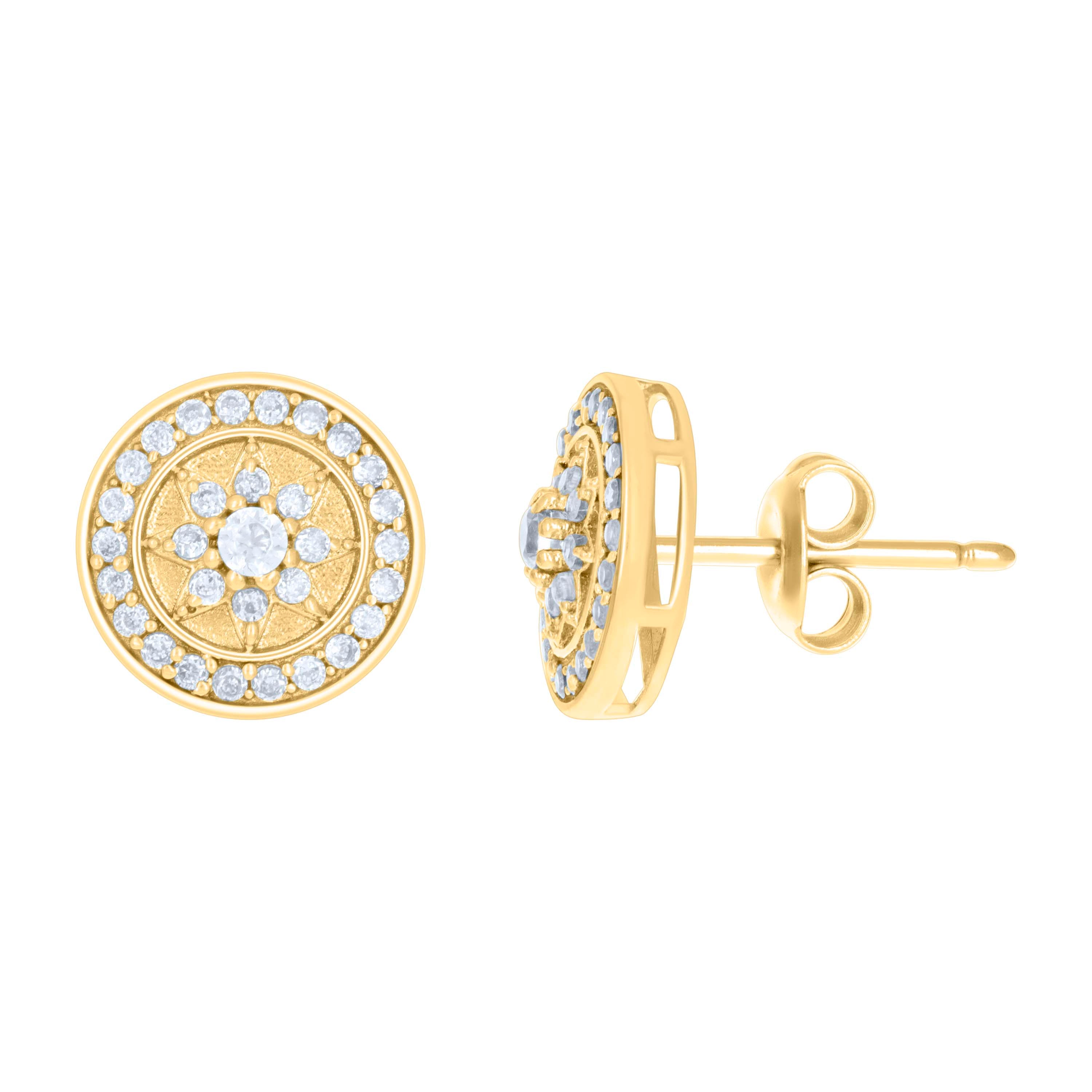 10kt Yellow Gold Womens Cubic-Zirconia Fashion Stud Earrings 