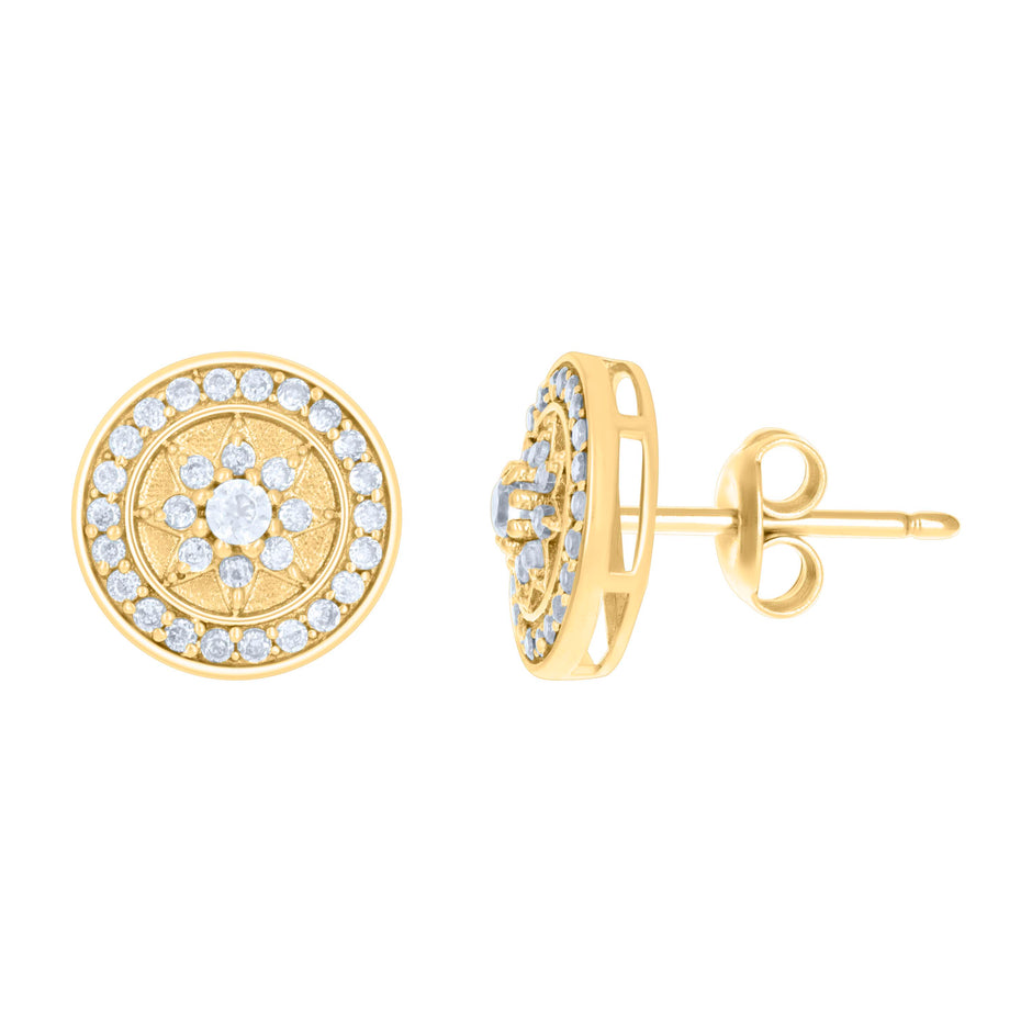 10kt Yellow Gold Womens Cubic-Zirconia Fashion Stud Earrings 