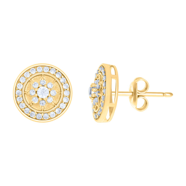 10kt Yellow Gold Womens Cubic-Zirconia Fashion Stud Earrings 