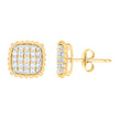 10kt Yellow Gold Womens Cubic-Zirconia Square Stud Earrings 