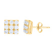 10kt Yellow Gold Womens Cubic-Zirconia Square Stud Earrings 