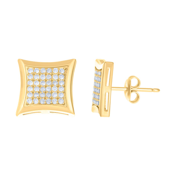 10kt Yellow Gold Womens Cubic-Zirconia Square Fashion Stud Earrings