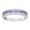 925 Sterling Silver Womens Purple White Cubic-Zirconia Fashion Ring Size 6