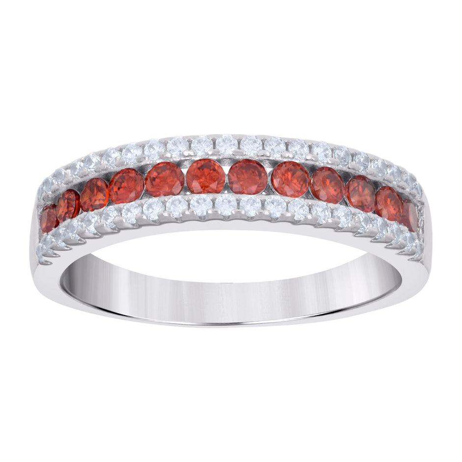 925 Sterling Silver Womens Red White Cubic-Zirconia Fashion Ring Size 8 - SLV-128355
