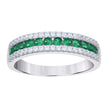 925 Sterling Silver Womens Green White Cubic-Zirconia Fashion Ring Size 9 - SLV-128368