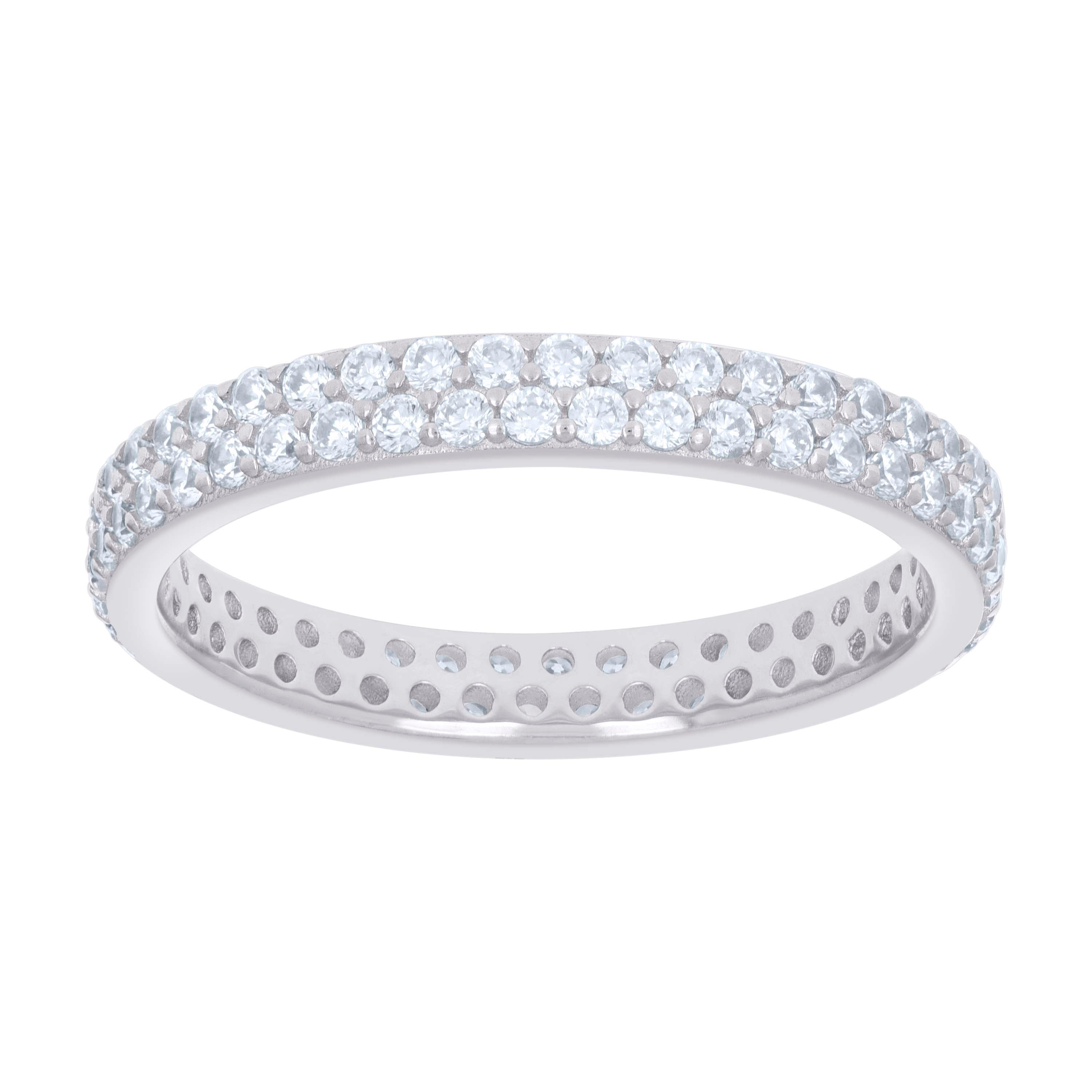 925 Sterling Silver Womens Cubic-Zirconia Wedding Band Ring Size 10