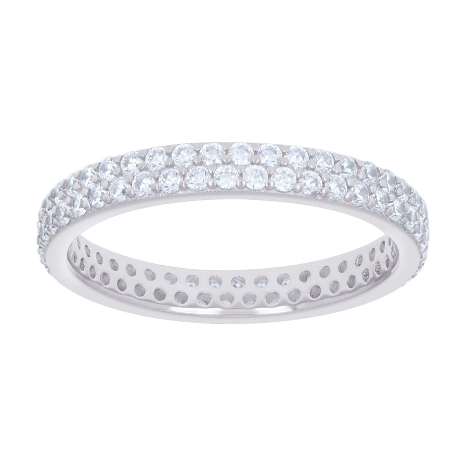 925 Sterling Silver Womens Cubic-Zirconia Wedding Band Ring Size 10