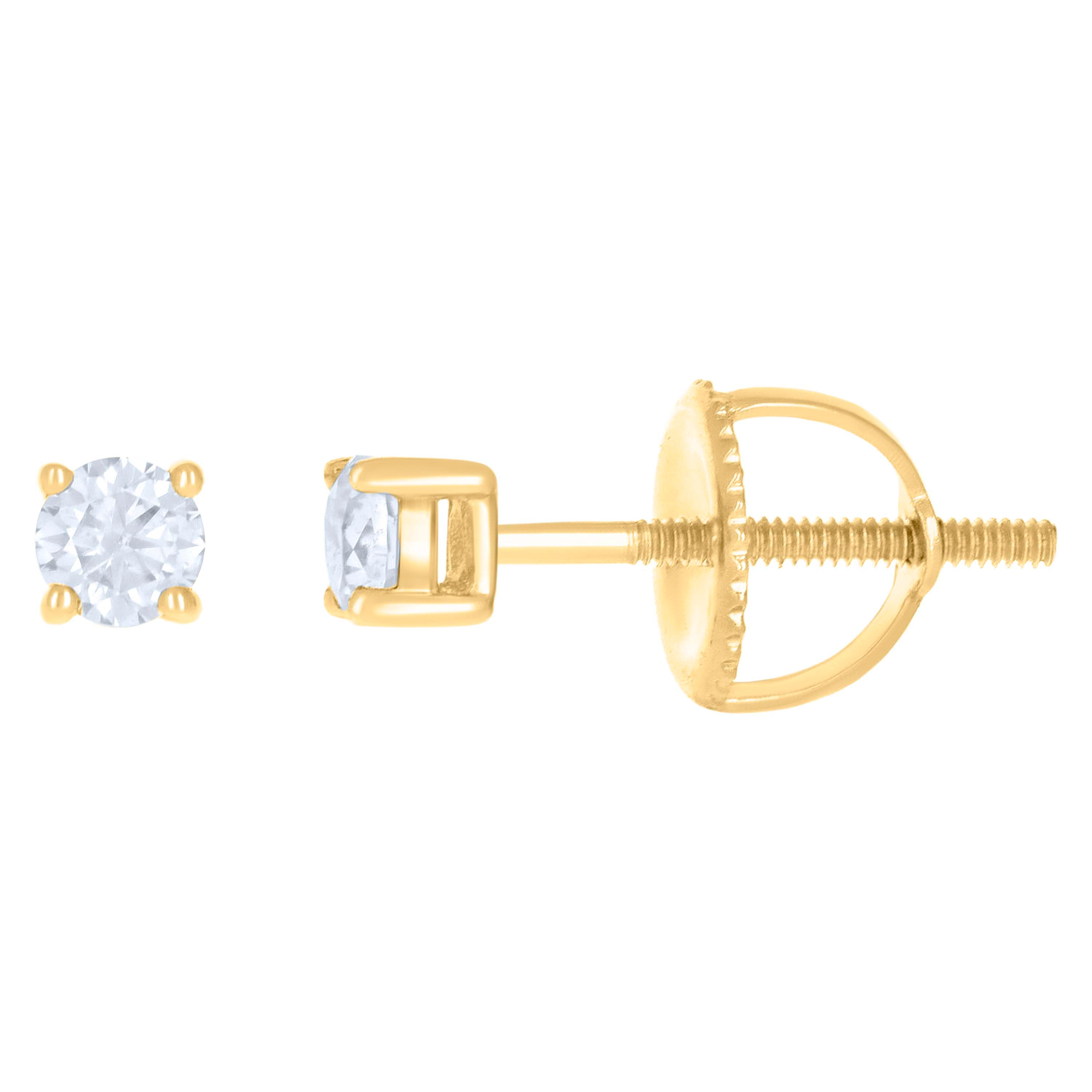 10kt Yellow Gold Unisex Moissanite 0.20ct Solitaire Stud Earrings